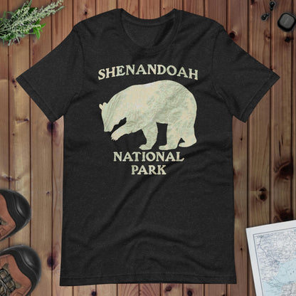 Shenandoah Bear Topo T-shirt T-Shirt Park Service Apparel Black Heather XS