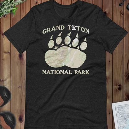 Grand Teton Bear Claw Topo T-shirt Park Service Apparel Black Heather XS