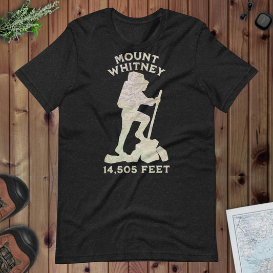 Mount Whitney Hiker Topo T-shirt T-Shirt Park Service Apparel Black Heather XS