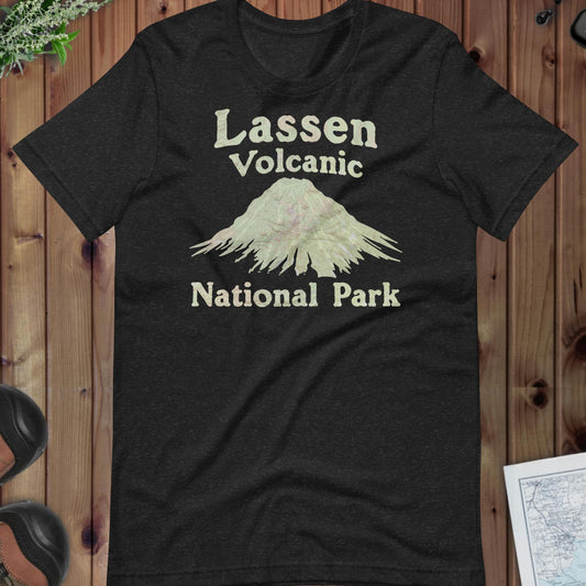 Lassen Volcanic Topo Tee T-Shirt Park Service Apparel Black Heather XS