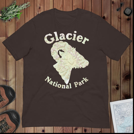 Glacier Topo Horned Sheep T-shirt T-Shirt Park Service Apparel Brown S