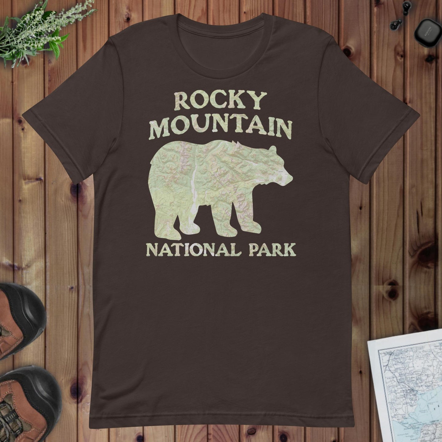 Rocky Mountain Bear Topo T-shirt T-Shirt Park Service Apparel Brown S