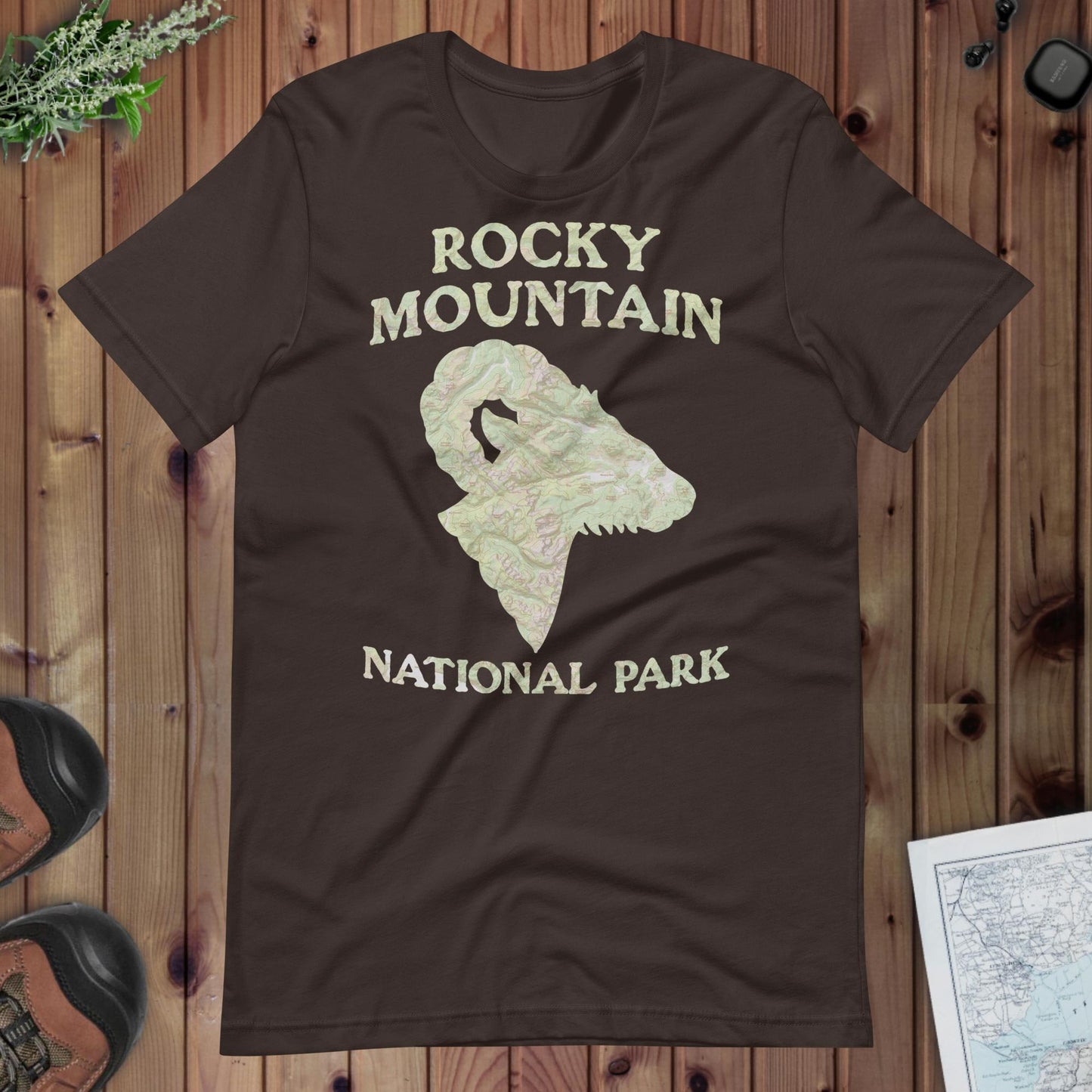 Rocky Mountain Topo T-shirt T-Shirt Park Service Apparel Brown S