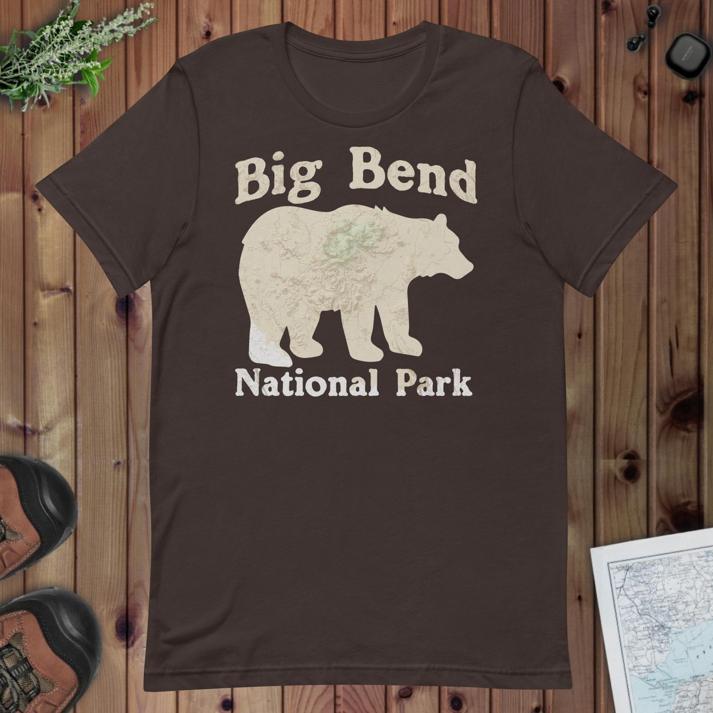 Big Bend Bear Topo Tee T-Shirt Park Service Apparel Brown S