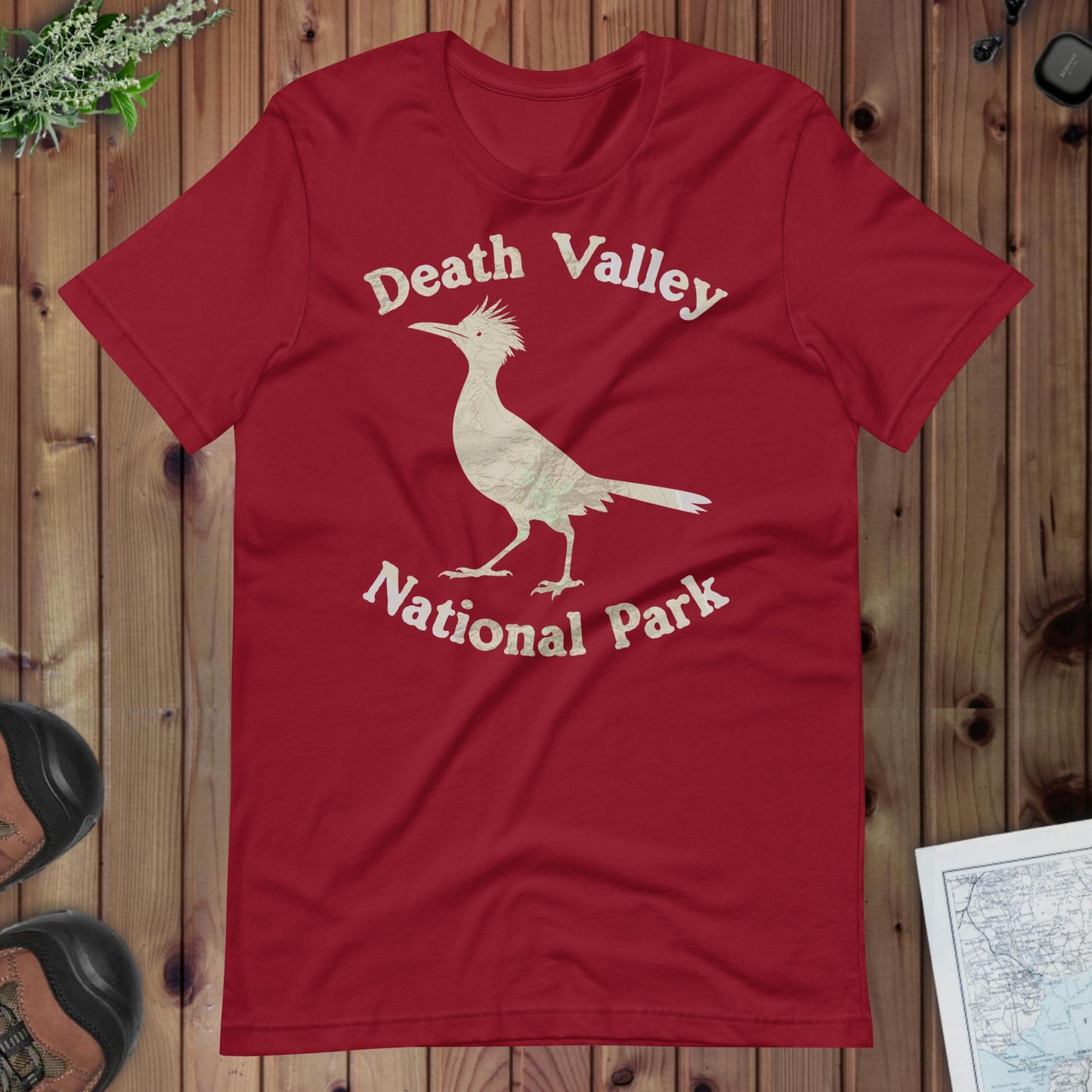 Death Valley Roadrunner Topo T-shirt T-Shirt Park Service Apparel Cardinal XS