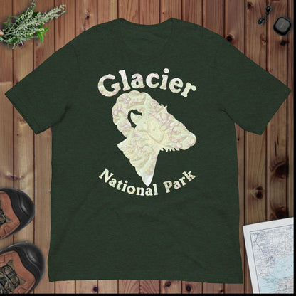 Glacier Topo Horned Sheep T-shirt T-Shirt Park Service Apparel Heather Emerald XS