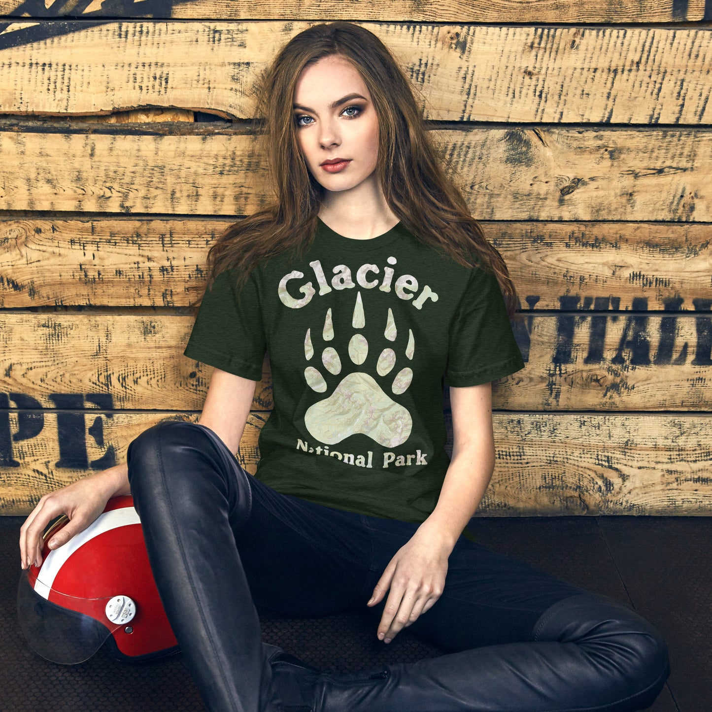 Glacier Grizzly Paw Topo Map T-shirt Park Service Apparel