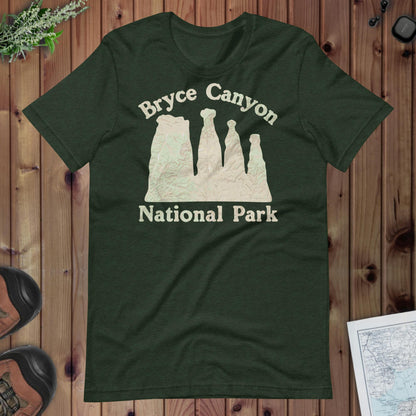 Bryce Canyon Topo T-shirt T-Shirt Park Service Apparel Heather Emerald XS