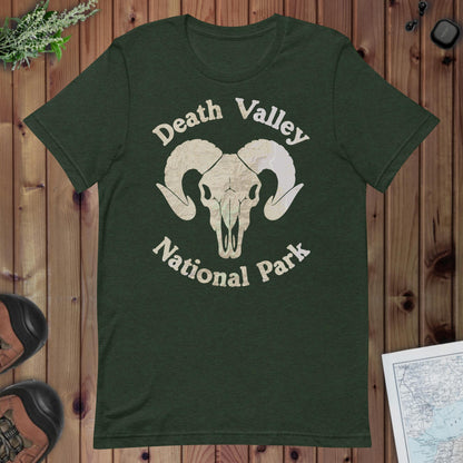Death Valley Rams Head Topo T-shirt T-Shirt Park Service Apparel Heather Emerald XS