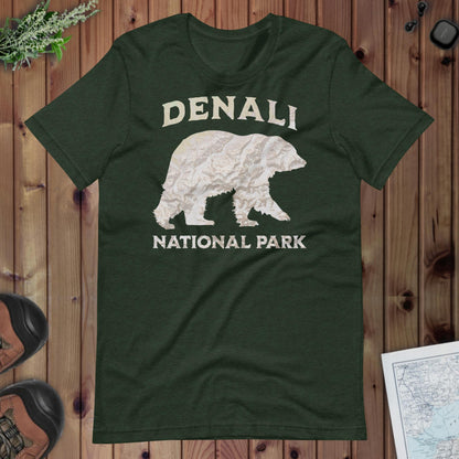 Denali Bear Topo T-shirt T-Shirt Park Service Apparel Heather Emerald XS