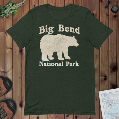 Big Bend Bear Topo Tee T-Shirt Park Service Apparel Heather Emerald XS