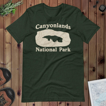 Canyonlands Mesa Arch Topo Tee T-Shirt Park Service Apparel Heather Emerald XS