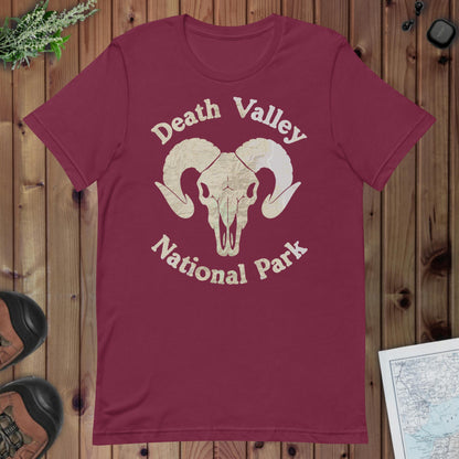 Death Valley Rams Head Topo T-shirt T-Shirt Park Service Apparel Maroon XS