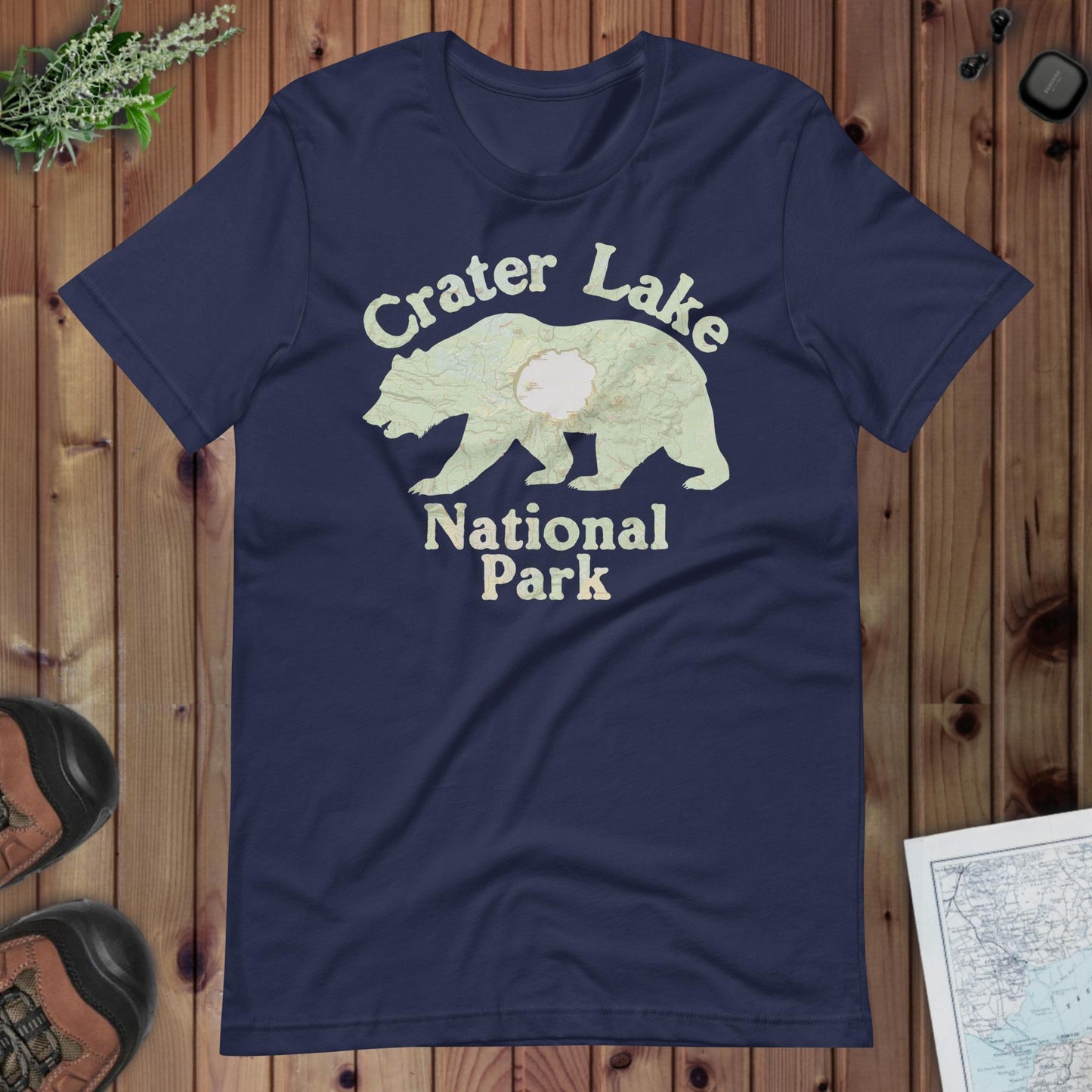 Crater Lake Bear Topo T-shirt T-Shirt Park Service Apparel Navy XS