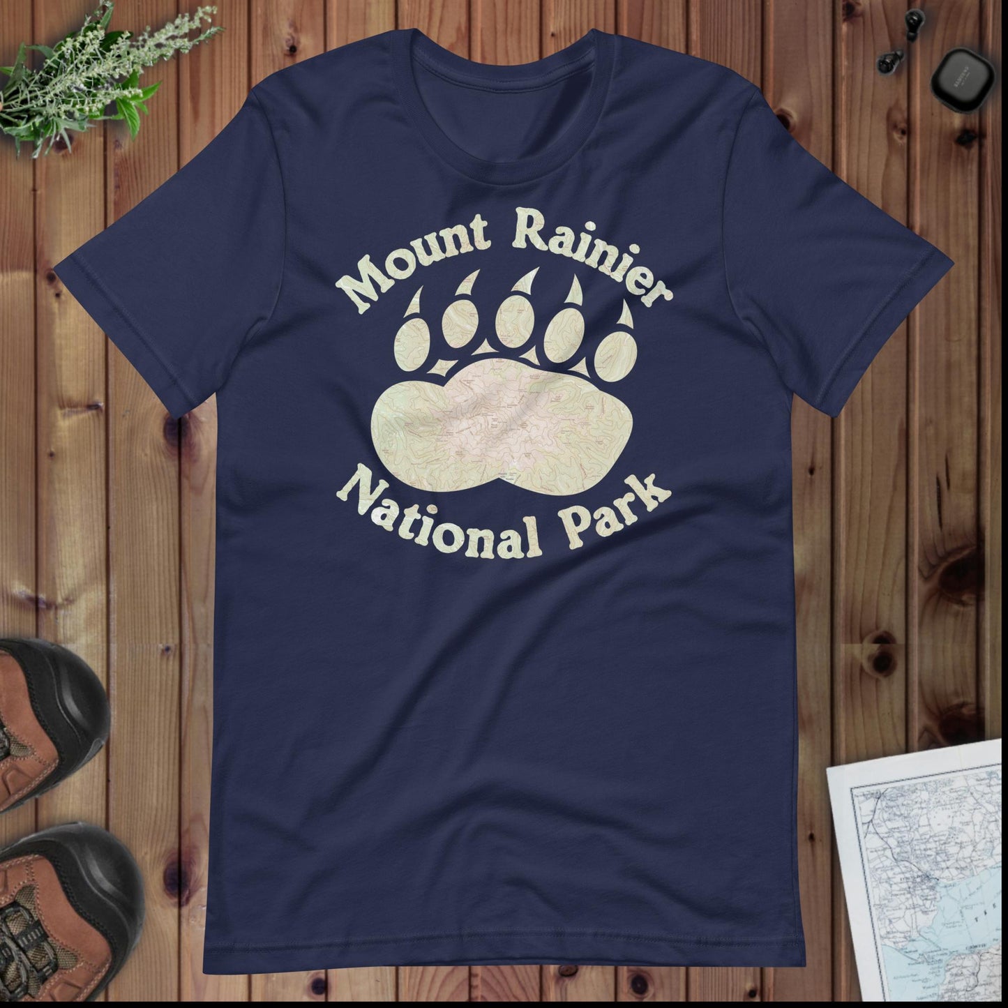 Rainier Bear Paw Topo T-shirt T-Shirt Park Service Apparel Navy XS