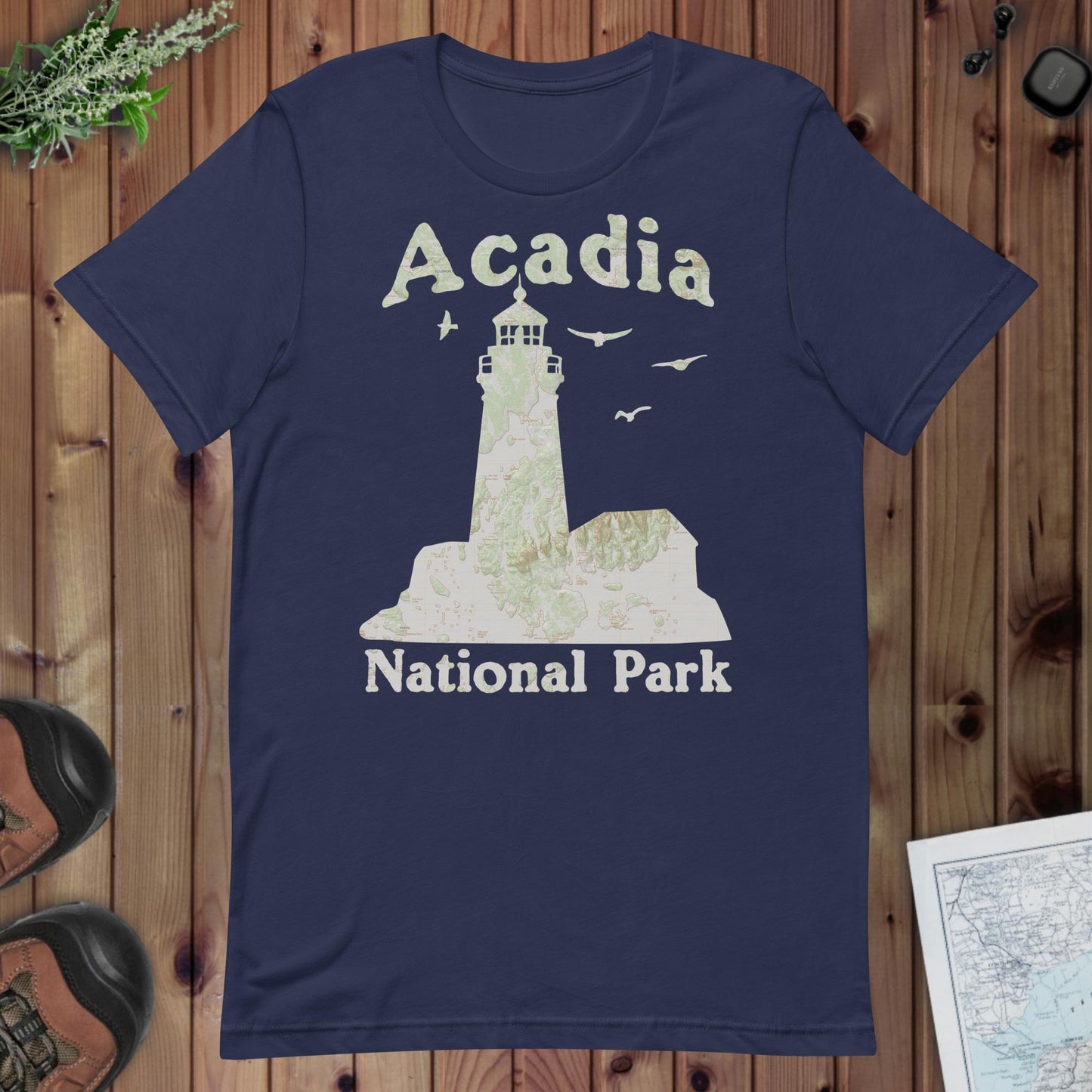 Acadia Lighthouse Topo T-shirt T-Shirt Park Service Apparel Navy XS