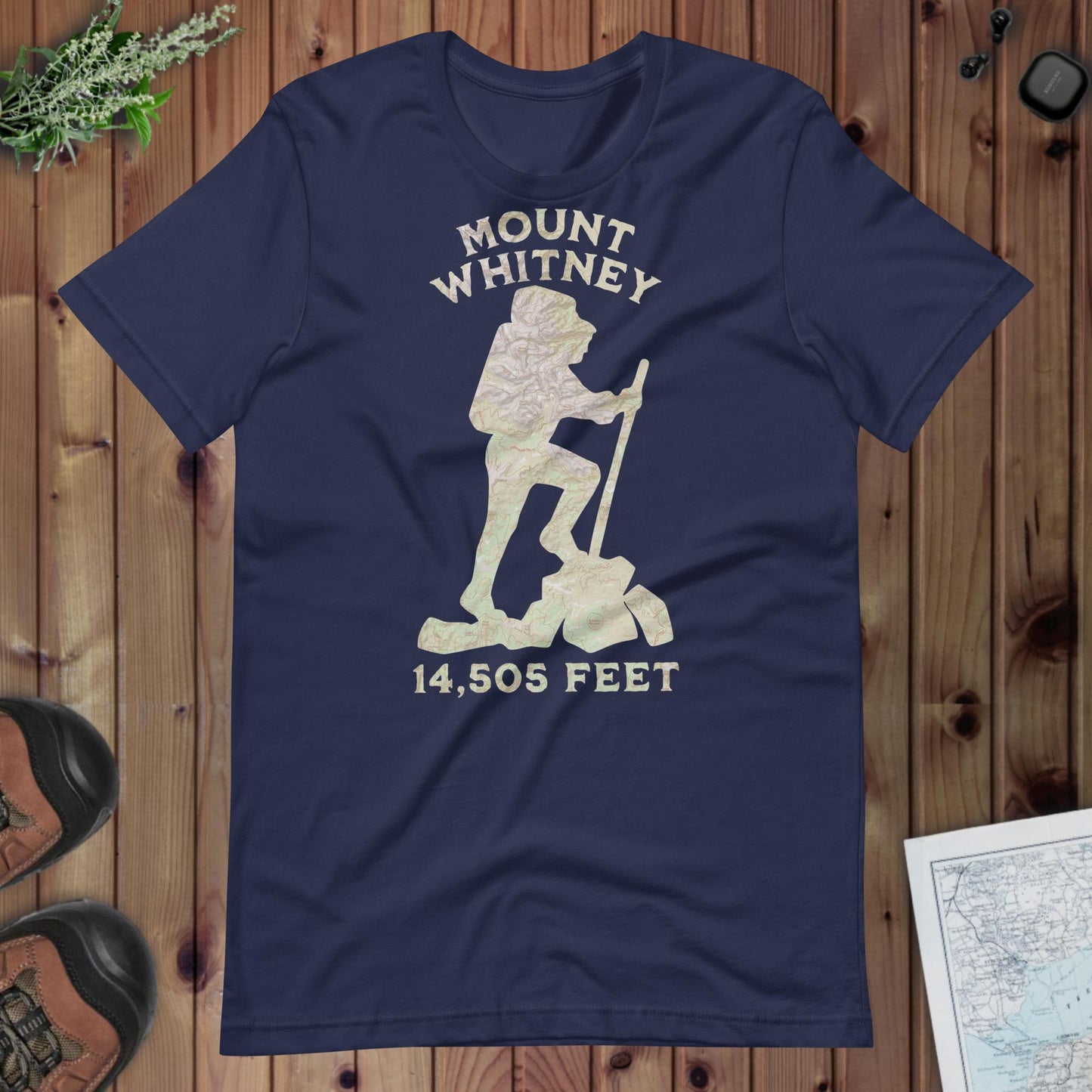 Mount Whitney Hiker Topo T-shirt T-Shirt Park Service Apparel Navy XS