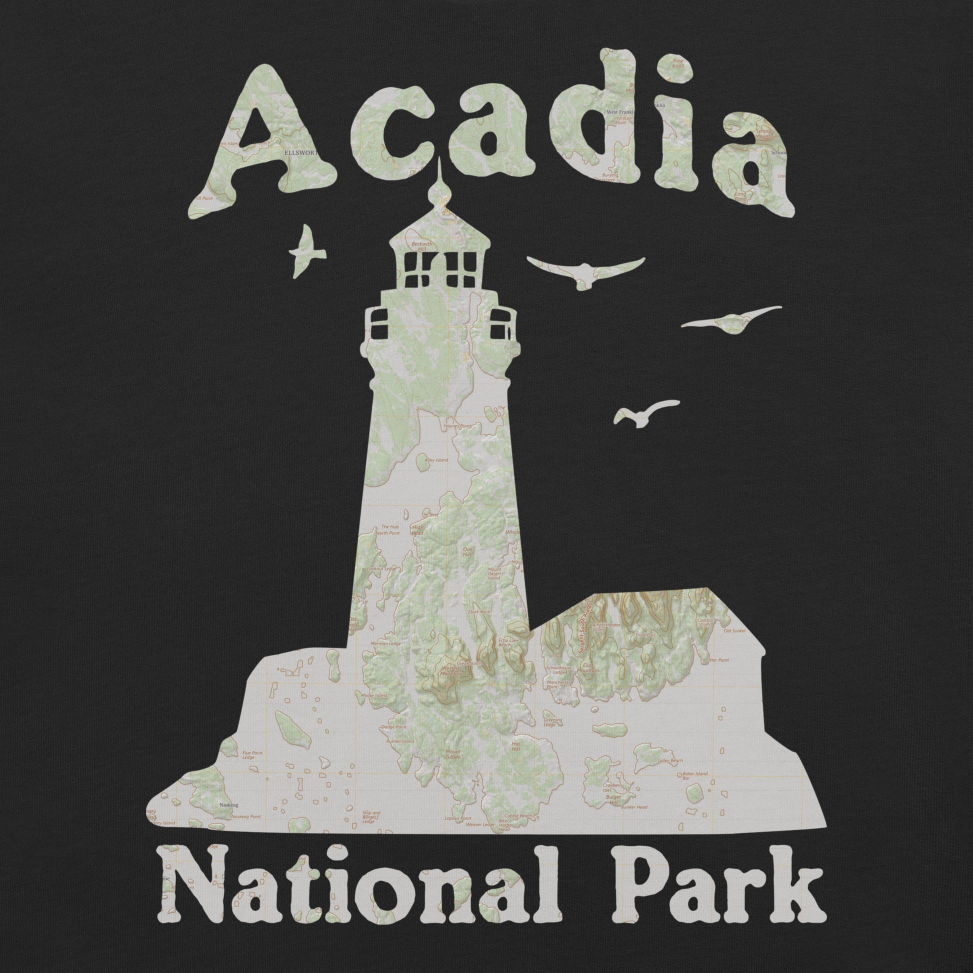 Acadia Lighthouse Topo T-shirt T-Shirt Park Service Apparel