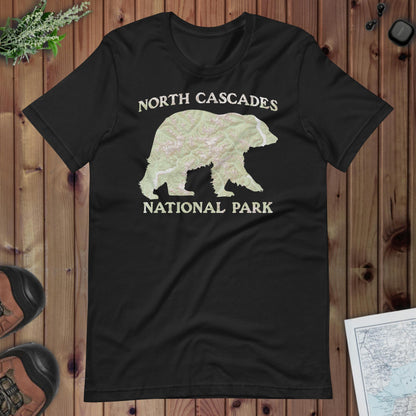 North Cascades Bear Topo T-shirt T-Shirt Park Service Apparel Vintage Black XS