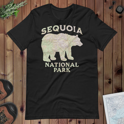 Sequoia Black Bear Topo T-shirt T-Shirt Park Service Apparel Vintage Black XS