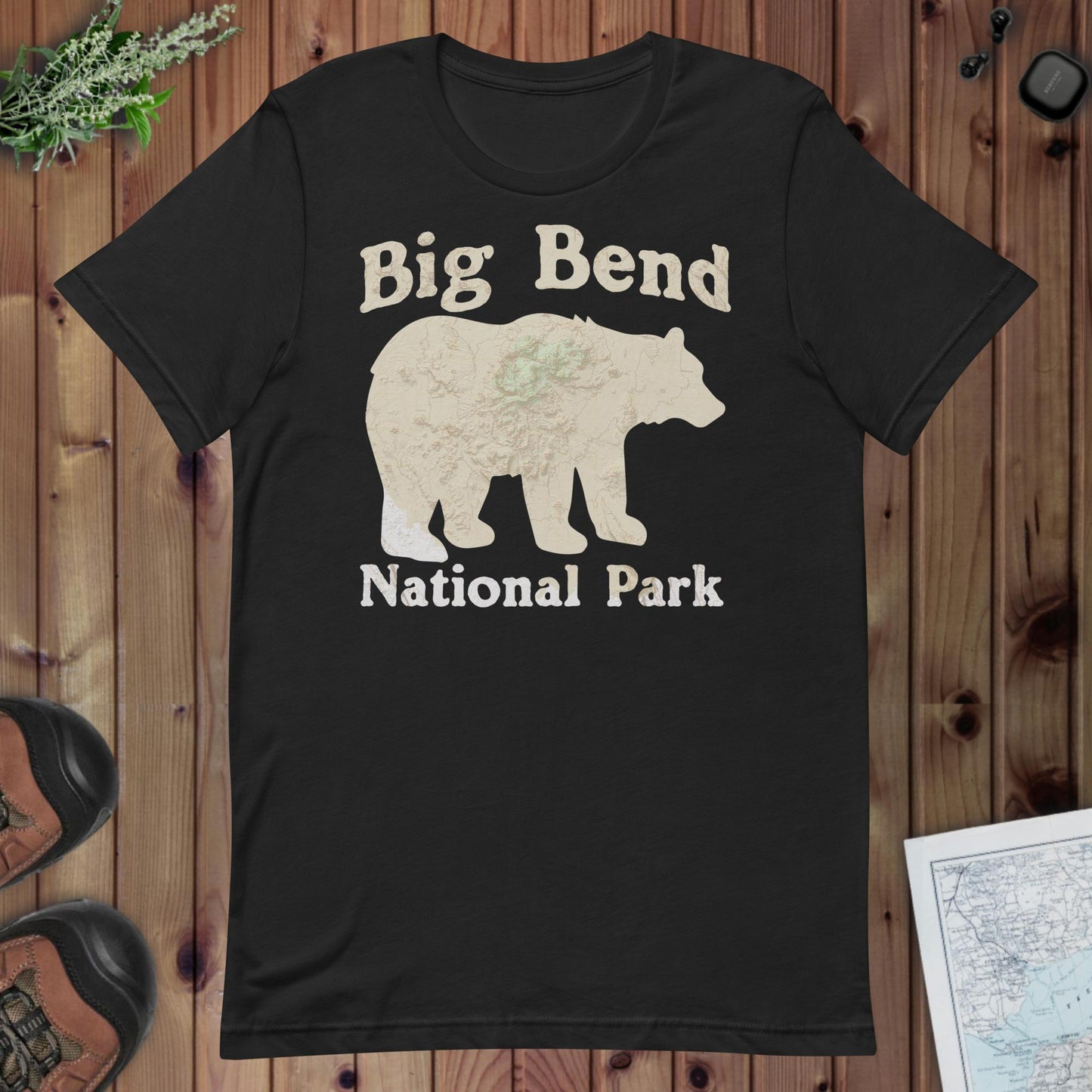 Big Bend Bear Topo Tee T-Shirt Park Service Apparel Vintage Black XS