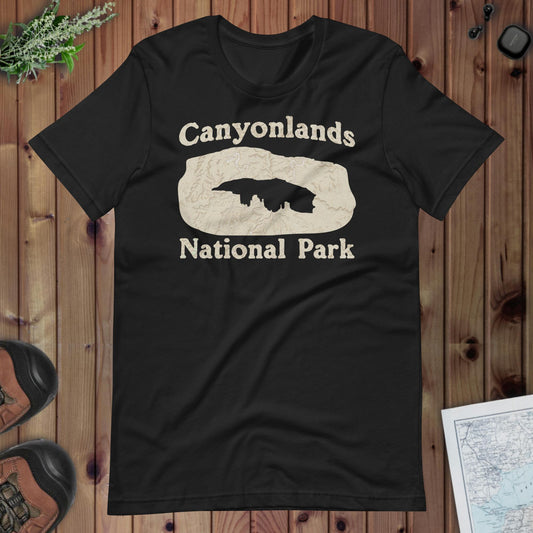 Canyonlands Mesa Arch Topo Tee T-Shirt Park Service Apparel Vintage Black XS